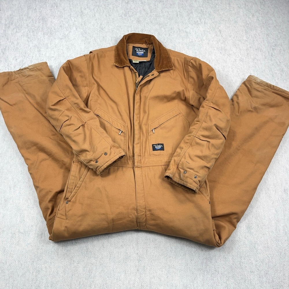 Walls Coveralls Mens Large Brown Duck Canvas Blizzard Pruf Bibs Insulated Work